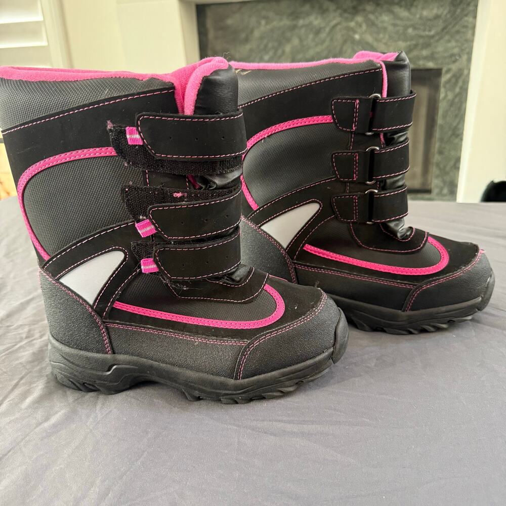 Athletech Girls Halfpipe Pink Black Gray Winter Snow Boots Size 4M